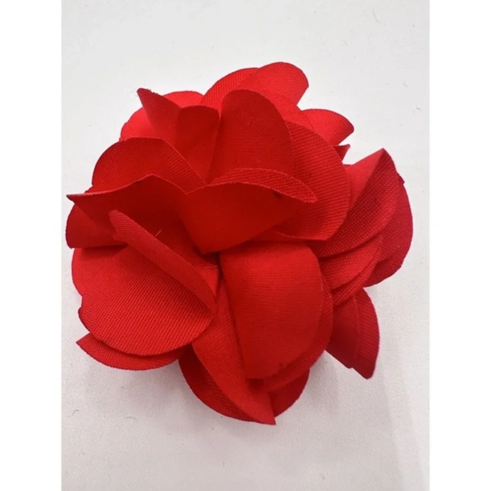 Red Fabric Flower Hair Clip Alligator Pinch Floral Petal Brooch Chic Pin J-01‎